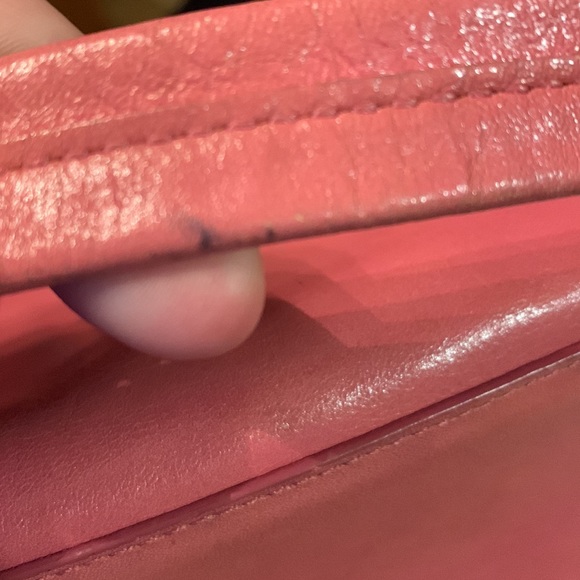 Monsac Original vintage pink 2 handle zip footed leather mini satchel bag EUC - Picture 15 of 15